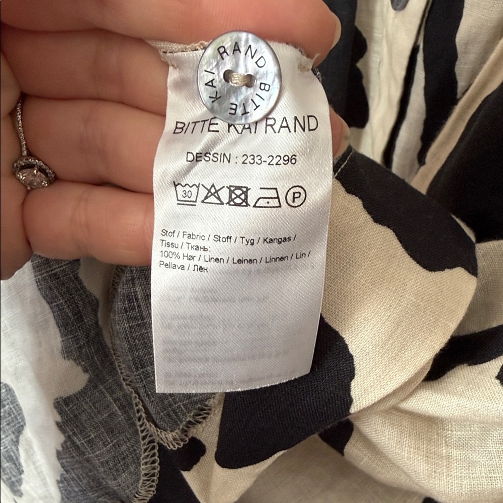 Bitte Kai Rand Black and Cream Peony Patterned Linen Dress - XS - Picture 9 of 16